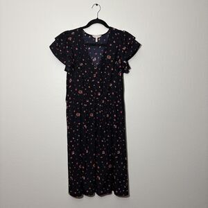 Rebecca Taylor Mia Floral Silk Dress Flutter Sleeves Pull On V-Neck 4